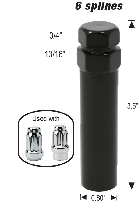 6 Spline Car Socket - Black Finish