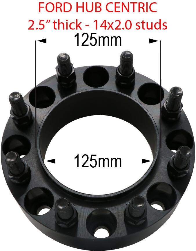 14mm 2.0 studs - 8 x 170mm to 8 x 170mm  - 2.5" thick