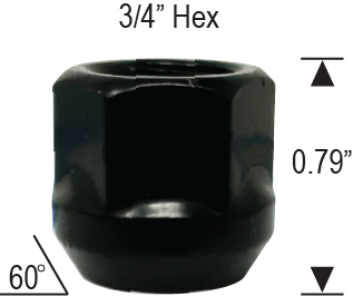 OPEN BULGE ACORN BLACK - 3/4" Hex