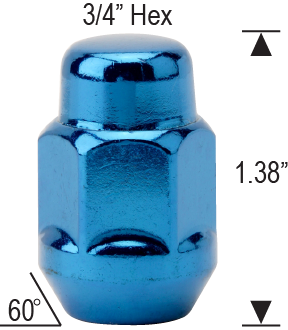 Closed Bulge Acorn - 3/4" Hex - 1.38" Tall - BLUE