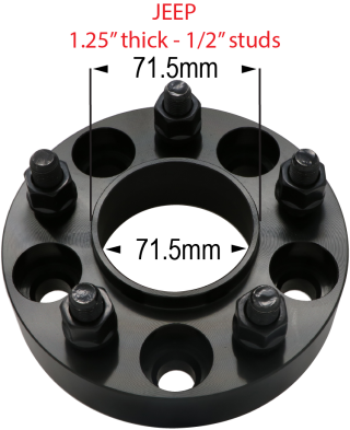 1/2"-20 studs - 5 x 4.5" to 5 x 4.5" - 1.25" thick 