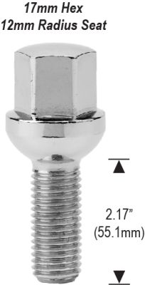 12mm 1.5 - 2.17" Thread Length - 17mm Hex