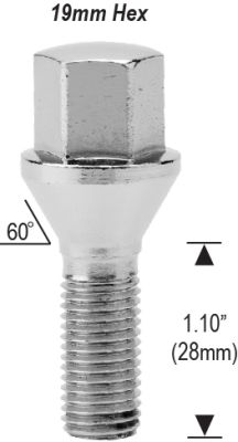 12mm 1.5 - 1.10" Thread Length - 19mm Hex