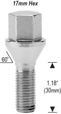 15mm 1.25 - 1.18" Thread Length - 17mm Hex