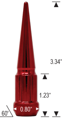 6 SPLINE SPIKE LUG NUT - RED