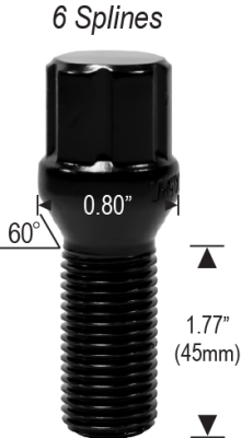 12mm 1.5 - 1.77" Thread Length - Black