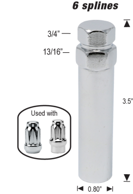 6 Spline Car Socket - Chrome Finish