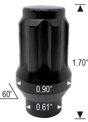 14 X 1.50 DUPLEX SPLINE ET LUG WITH 0.61" SHANK DIAMETER - BLACK FINISH