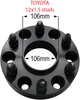 Toyota - 6 x 5.5" to 6 x 5.5" - Hub and Wheel Centric Adapter - 12mm 1.5 studs