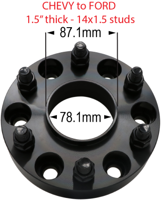 Chevy to Ford - 6 x 5.5" to 6 x 135mm - Hub and Wheel Centric Adapter