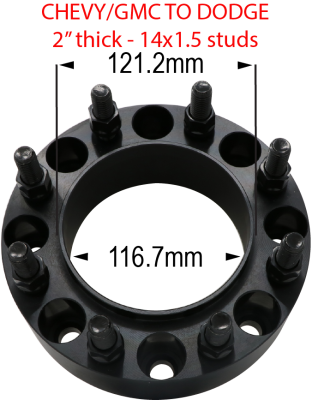8 x 6.5" to 8 x 6.5" - Hub and Wheel Centric Billet Adapter