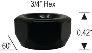 OPEN BULGE ACORN SHORT - 3/4" HEX 12mm 1.25 Thread Only