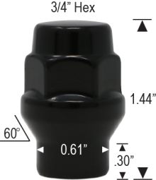 CLOSED ET BULGE - 3/4" HEX - BLACK