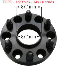 1.5" thick - 6 x 135mm to 6 x 135mm - 14mm 2.0 studs 