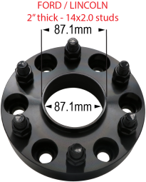 2" thick - 6 x 135mm to 6 x 135mm - 14mm 2.0 studs 