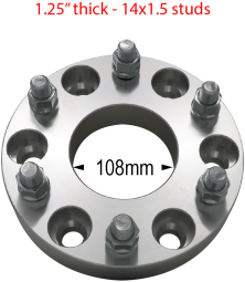 1.25" thick - 6 x 5.5" to 6 x 5.5"- 108 CB - 14mm x 1.5 