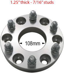 1.25" thick - 6 x 5.5" to 6 x 5.5" - 108mm CB - 7/16" 