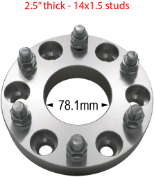 2.5" thick - 6 x 5.5" to 6 x 5.5"- 78.1 CB - 14mm x 1.5