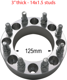 14mm 1.5 studs - 8 x 170mm  to 8 x 170mm - Billet Adapter - 3" thick