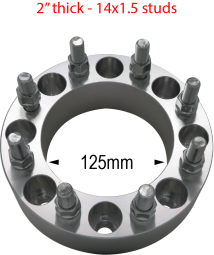 14mm 1.5 studs - 8 x 170mm  to 8 x 170mm - Billet Adapter - 2" thick 