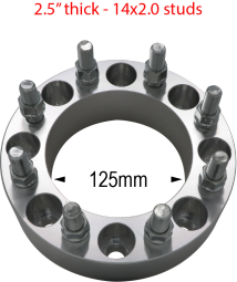 14mm 2.0 studs - 8 x 170mm  to 8 x 170mm - Billet Adapter - 2.5" thick